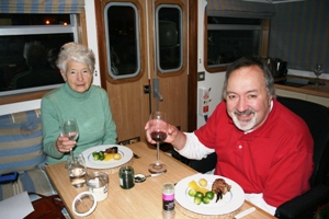 Jean and Stewart enjoying rack of lamb!